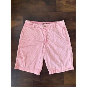 Tailor Vintage Mens Chino Shorts Size 32 Pink Cotton Flat Front Walking Shorts